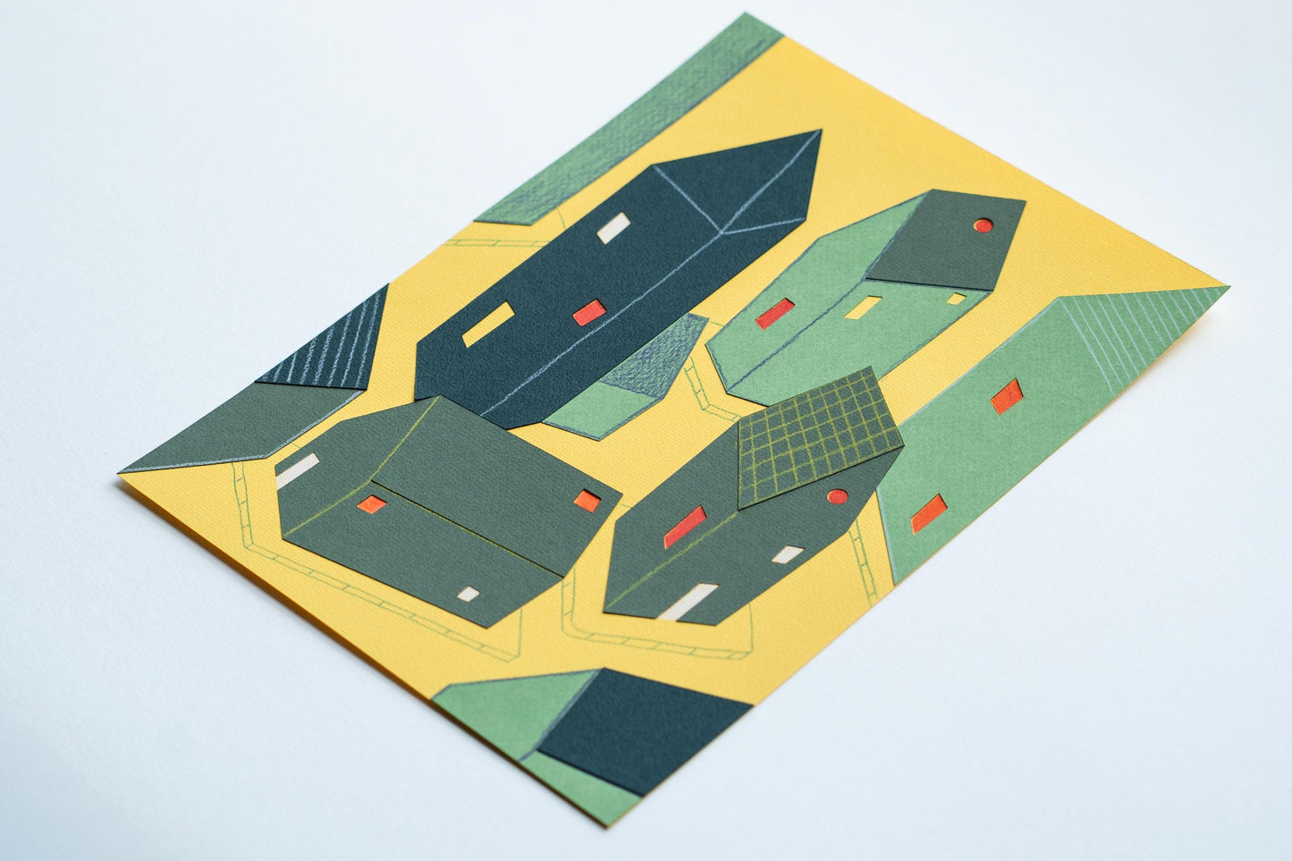 Scandinavian Paper Collage Wall Art, Handmade Nordic Illustration
