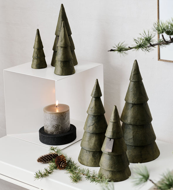 Large Pulp Christmas Trees, Black, Set of 3