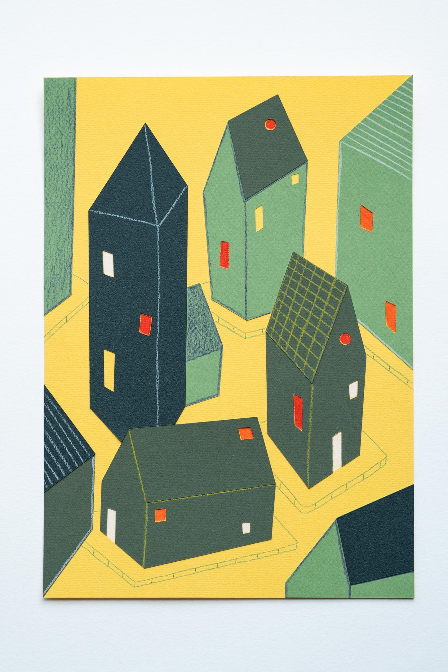 Scandinavian Paper Collage Wall Art, Handmade Nordic Illustration