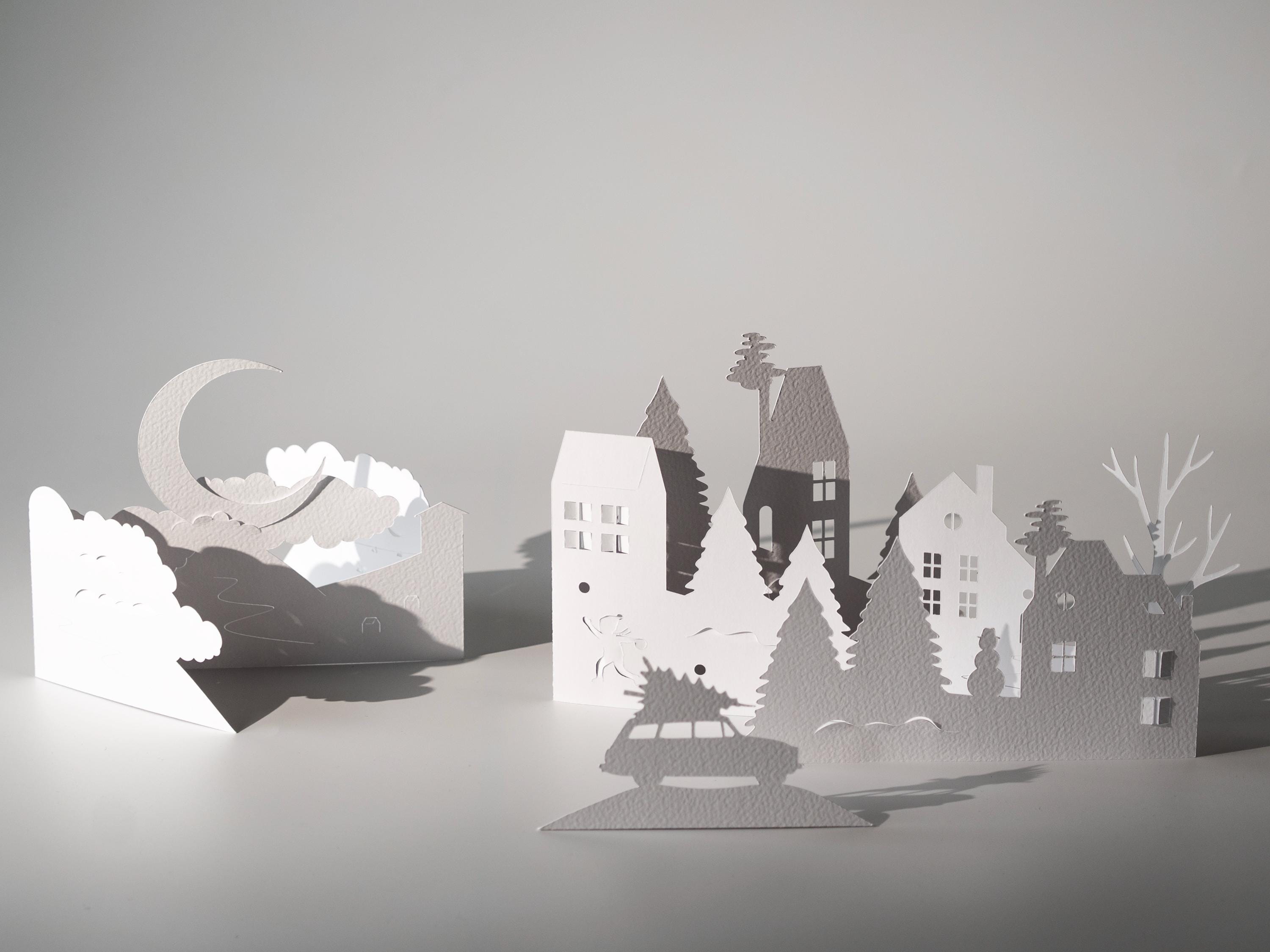 Winter Christmas Scene, Christmas Village Holiday Decor