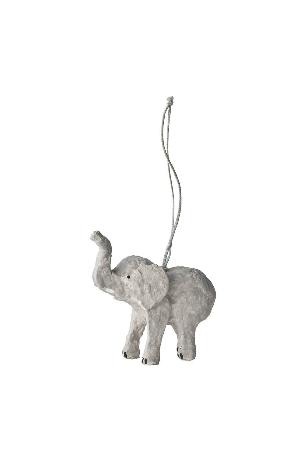 Gray elephant ornament on a white background