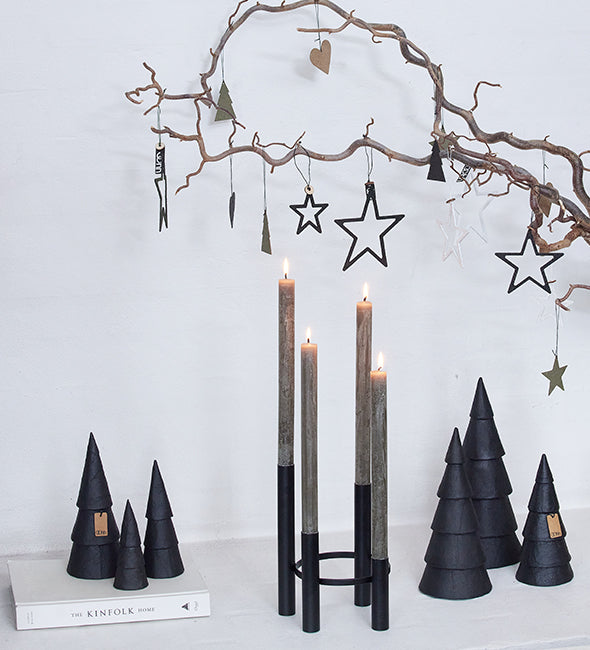 Large Pulp Christmas Trees, Black, Set of 3
