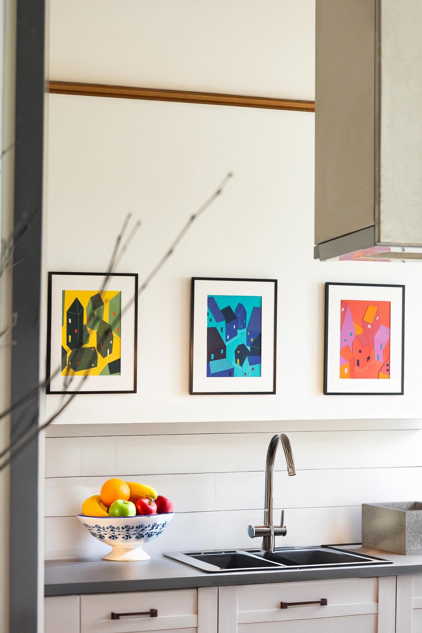 Scandinavian Paper Collage Wall Art, Handmade Nordic Illustration
