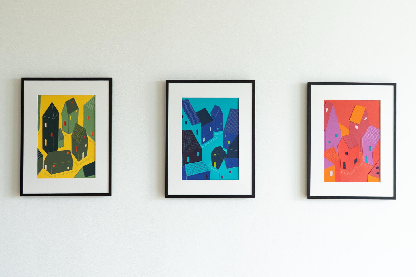 Scandinavian Paper Collage Wall Art, Handmade Nordic Illustration