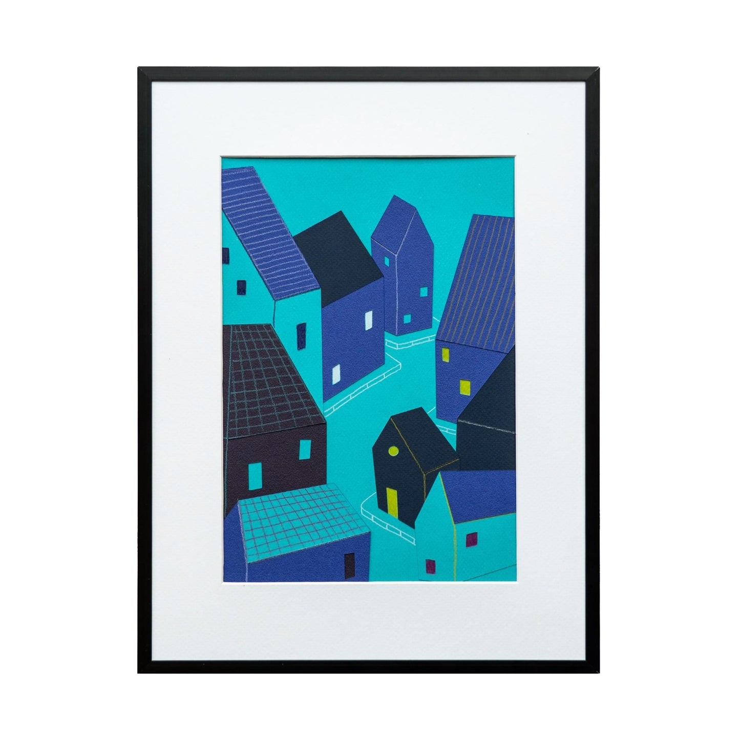 Scandinavian Paper Collage Wall Art, Handmade Nordic Illustration