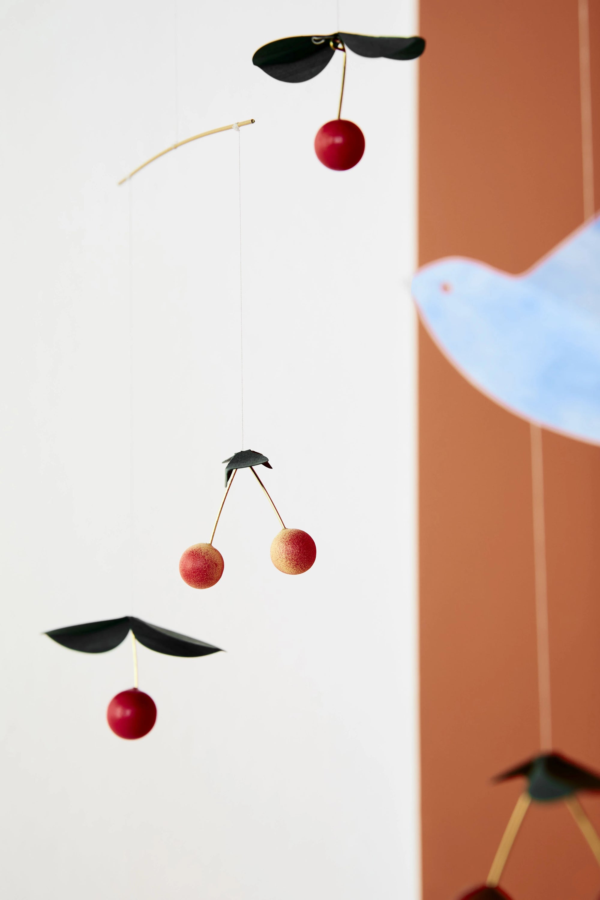 cherry and bird hanging mobile 