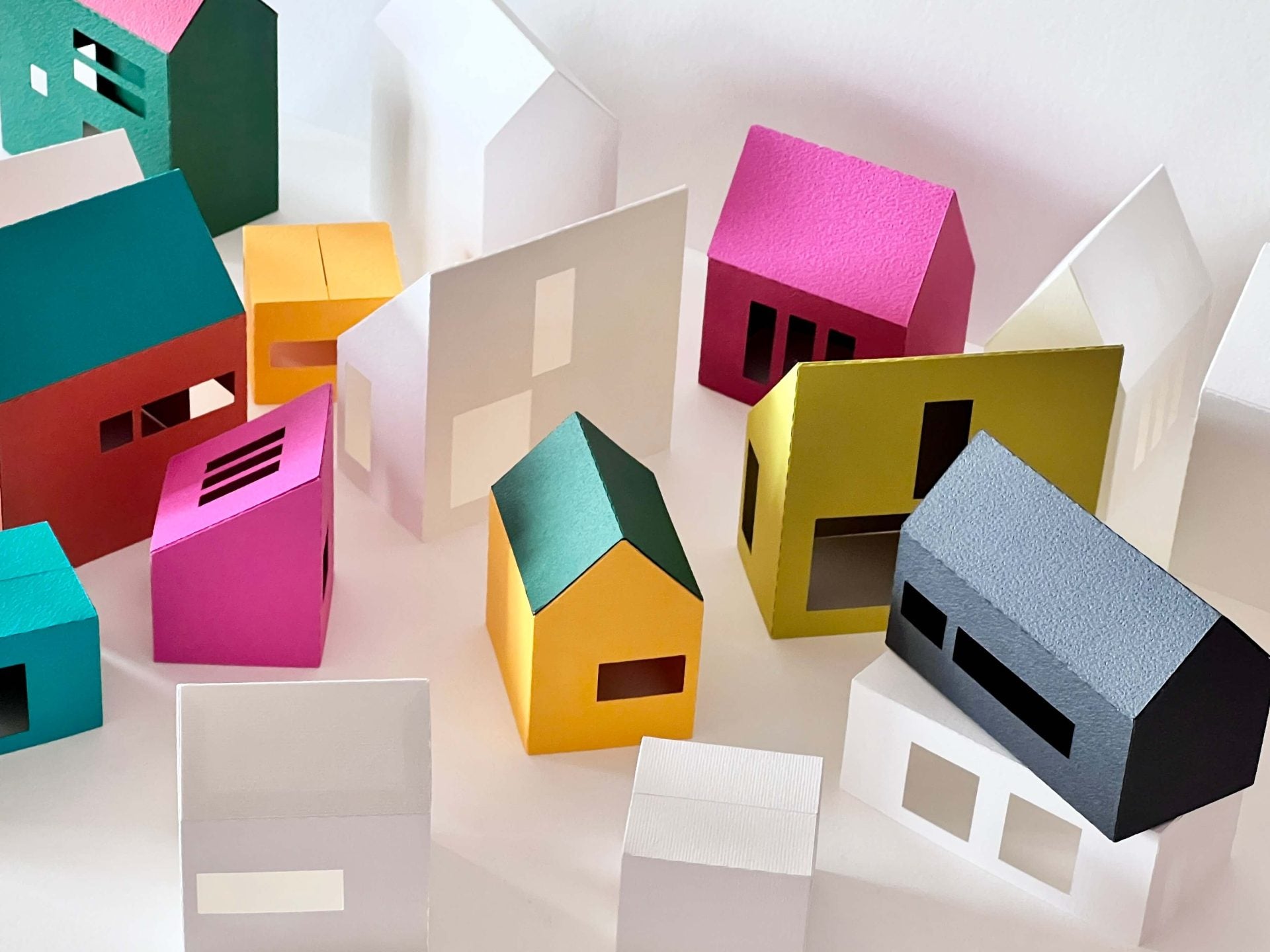 Modern Wall Decoration, Scandi Home Decor, Nordic Decoration, Paper Village Mixed Set
