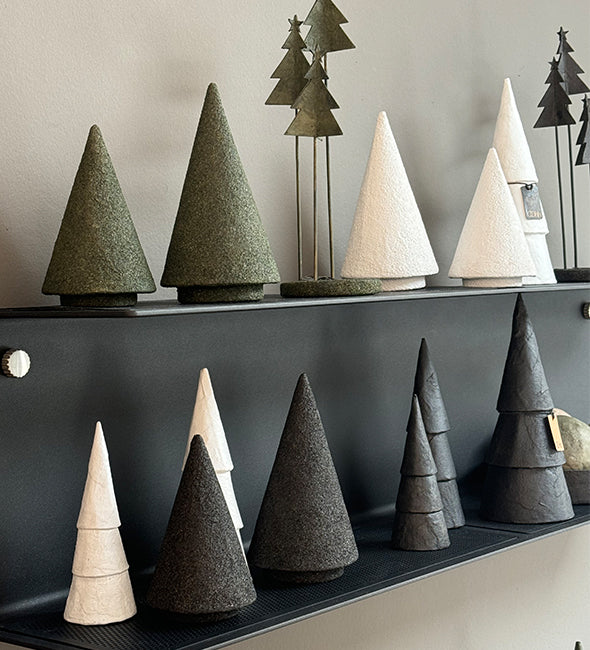 Modern Table Top Christmas Tree Decor, Set of 2, Burnt Olive Green