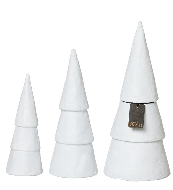 Small Pulp Christmas Trees, Nordic White, Set of 3