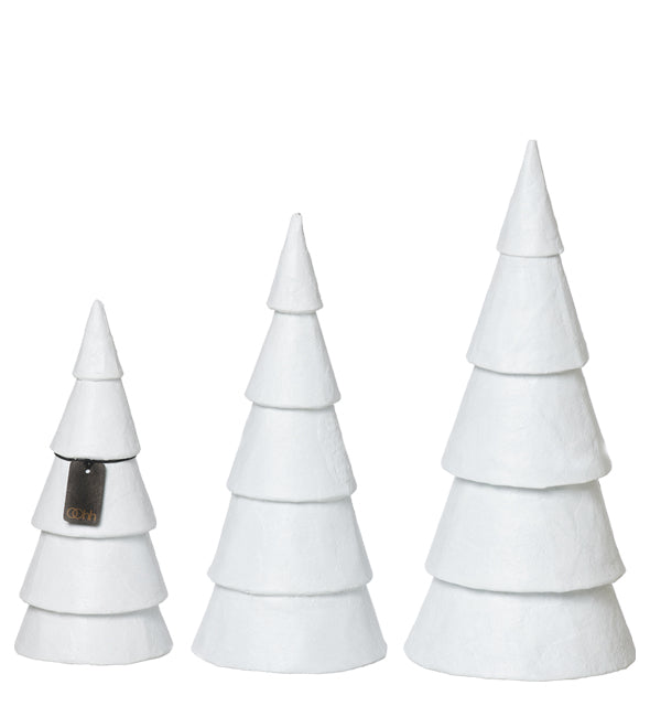 Large Pulp Christmas Trees, Nordic White, Set of 3