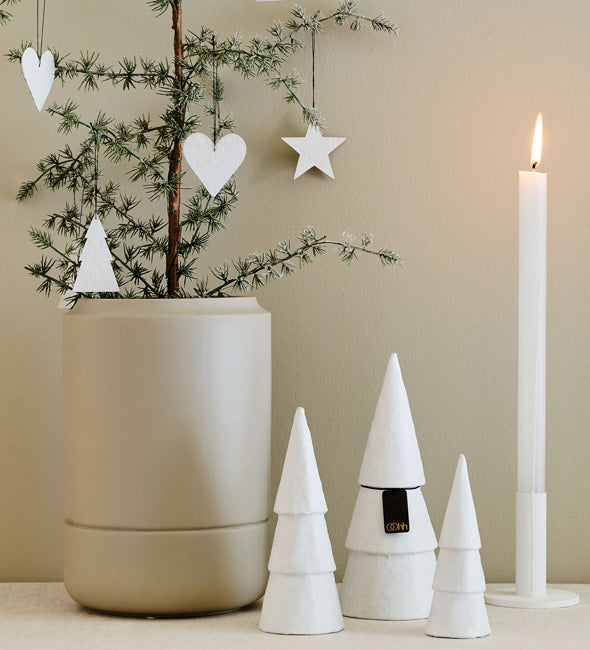 Small Pulp Christmas Trees, Nordic White, Set of 3