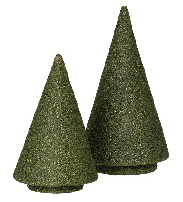 Modern Table Top Christmas Tree Decor, Set of 2, Burnt Olive Green