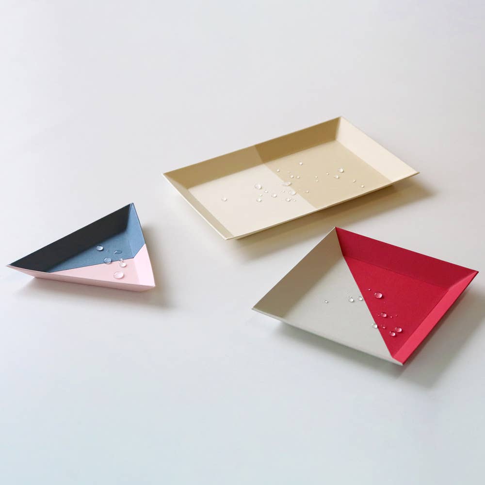 TWO TRAY Waterrepelling Tray Organizer beautiful Japan paper: Camel/Indigo