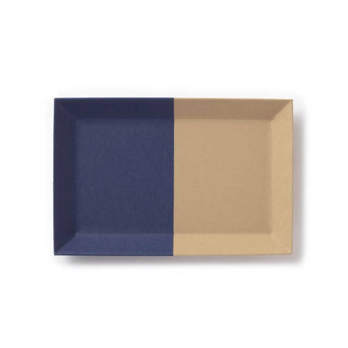 TWO TRAY Waterrepelling Tray Organizer beautiful Japan paper: Camel/Indigo