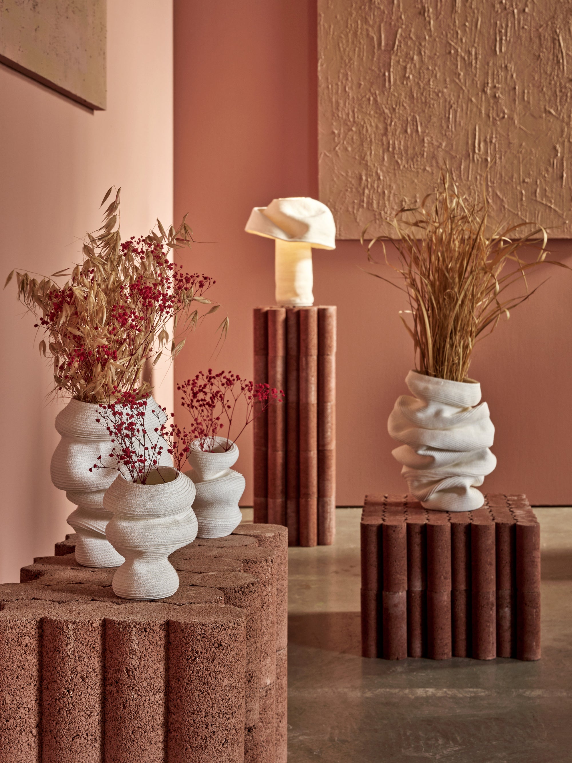 Bibendum Sculptural Object, Organic Shape Vase in White S