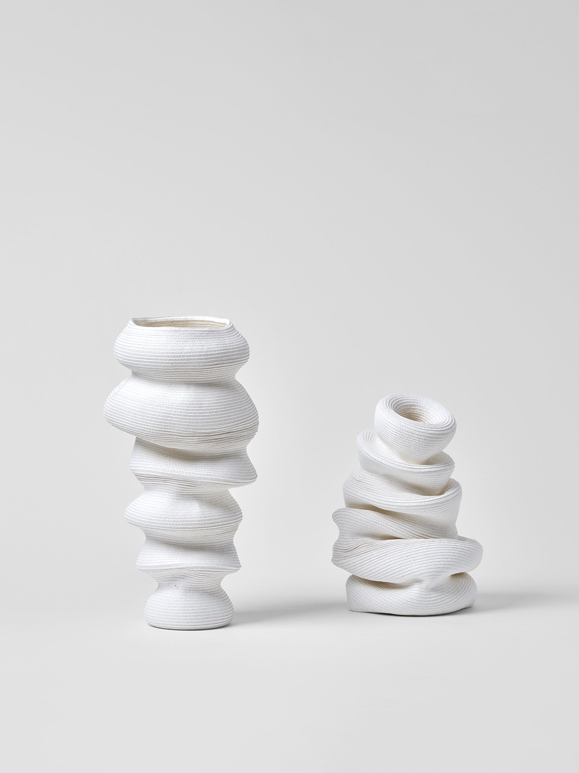 Bibendum Sculptural Object, Organic Shape Vase in White L