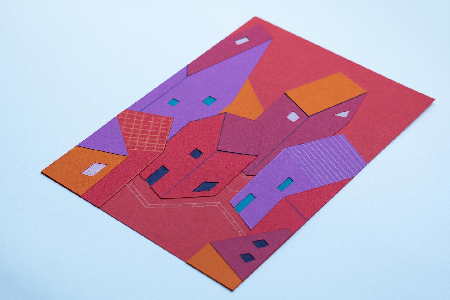 Scandinavian Paper Collage Wall Art, Handmade Nordic Illustration