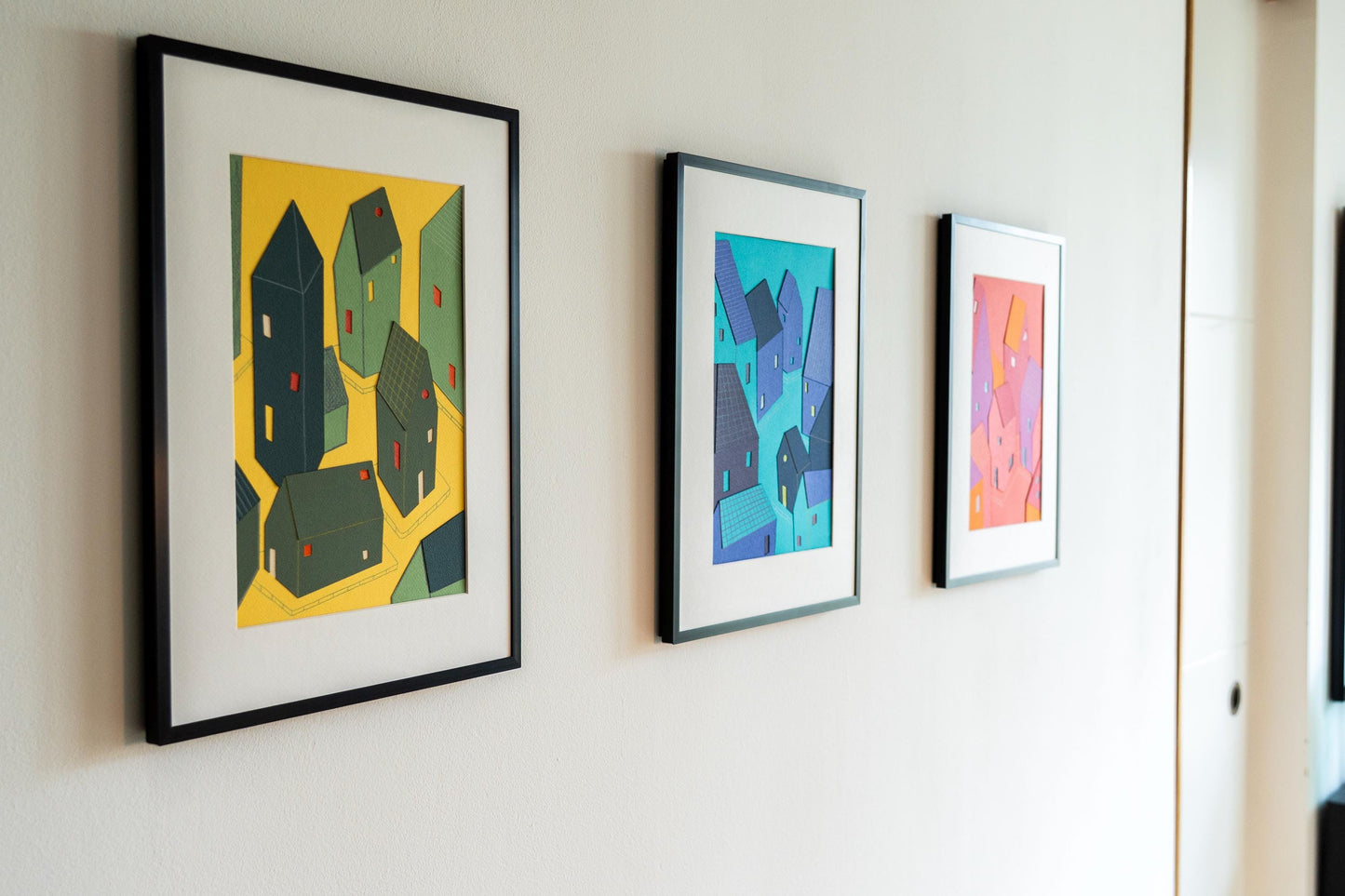 Scandinavian Paper Collage Wall Art, Handmade Nordic Illustration