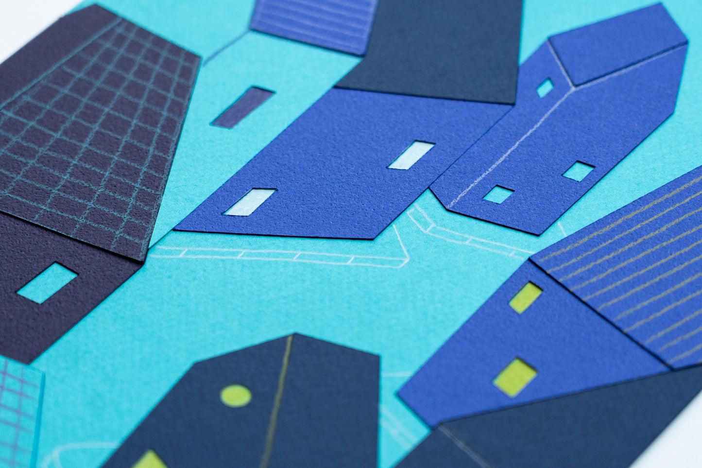 Scandinavian Paper Collage Wall Art, Handmade Nordic Illustration