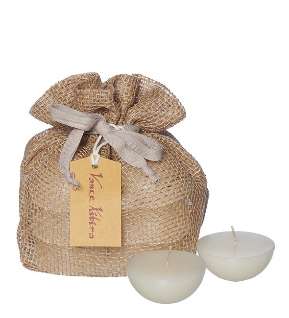Bag of 12 floating pebble candles, Melon White