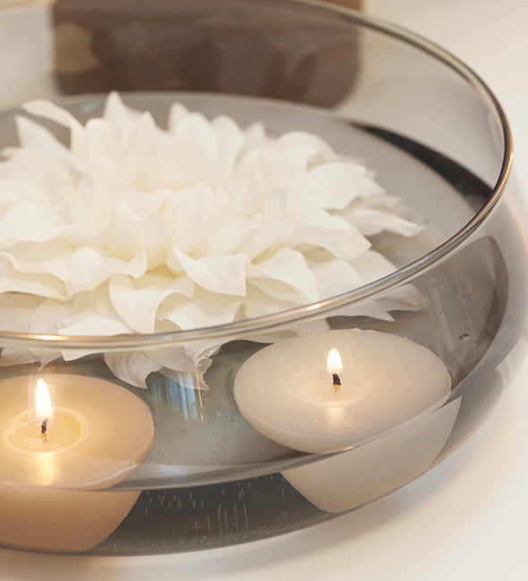 Bag of 12 floating pebble candles, Melon White