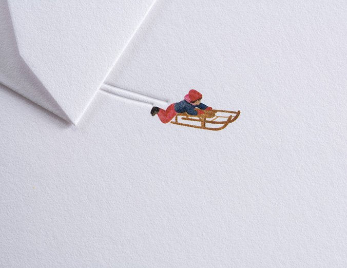 Winter card Traces in the snow - Sledging hill