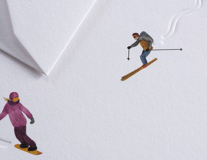 Winter card Traces in the snow - Ski slope - Embossed