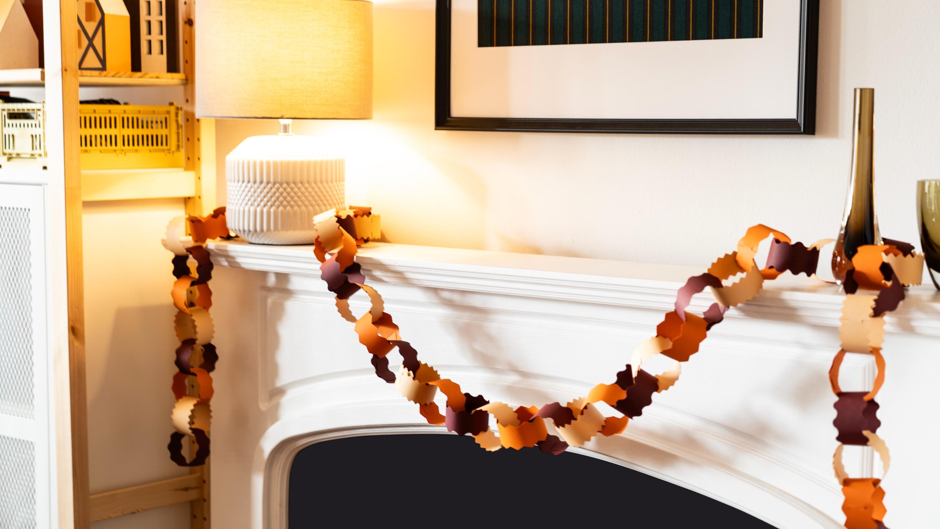 Earthy Tones Paper Chain Garland, Autumn Home Decor, 3m long, 118inch