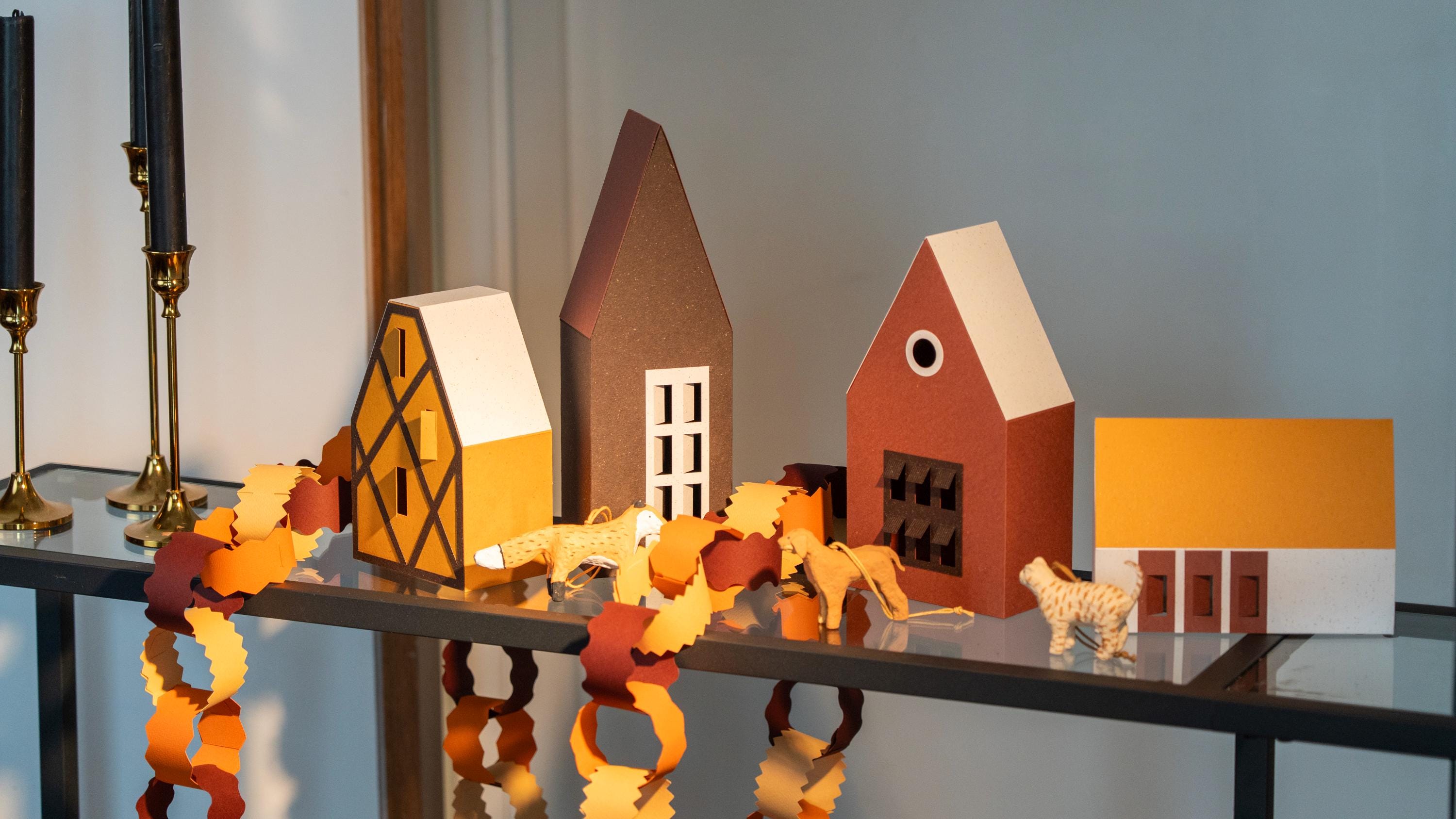 Earthy Tones Nordic Village, Modern Autumn Home Decor