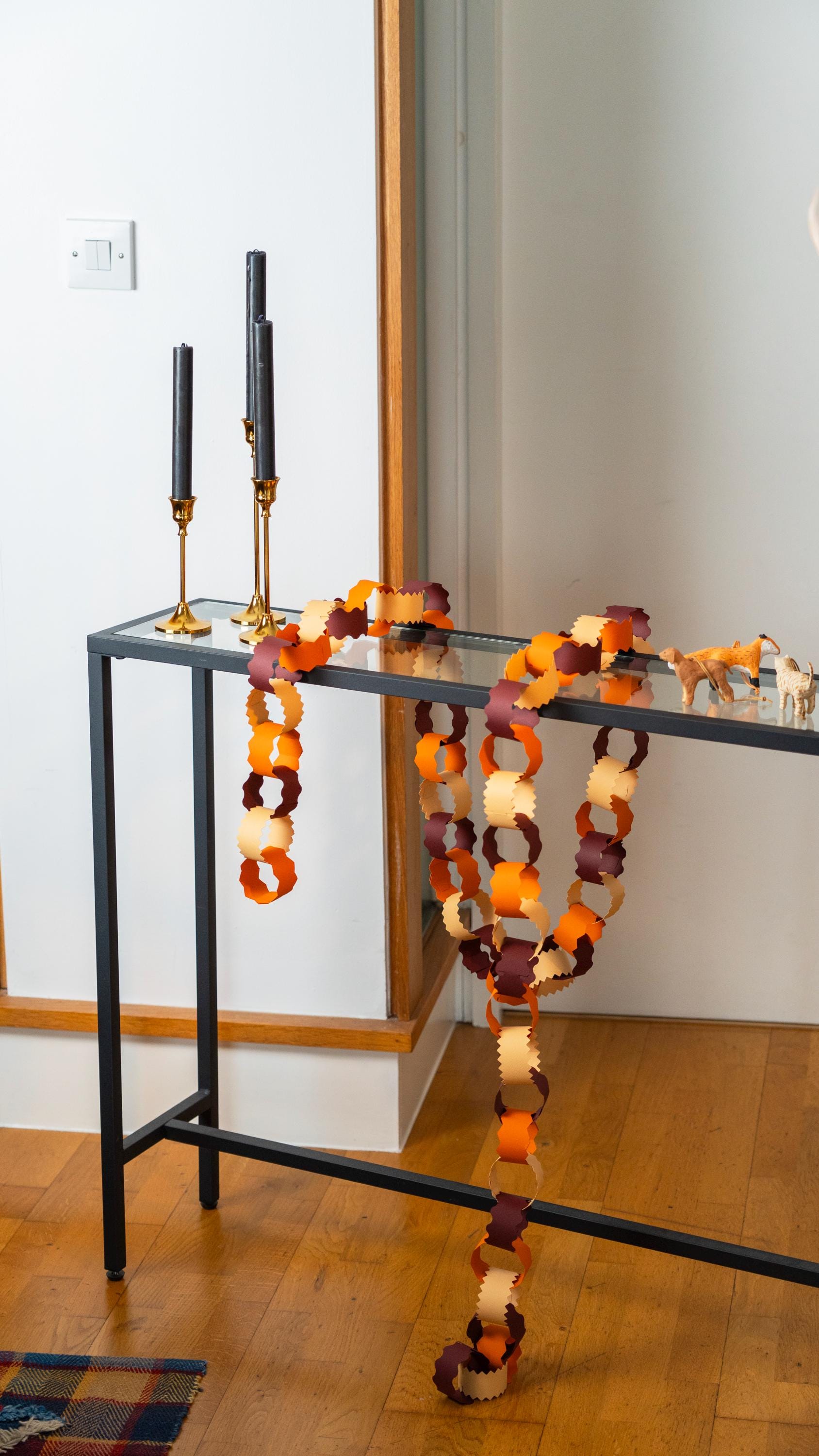 Earthy Tones Paper Chain Garland, Autumn Home Decor, 3m long, 118inch