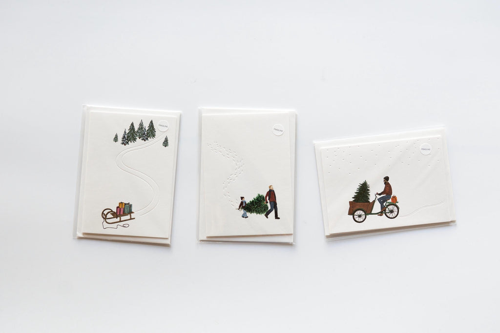 Christmas Cards: Set of Three - A6 Size - Minimal Embossed Design