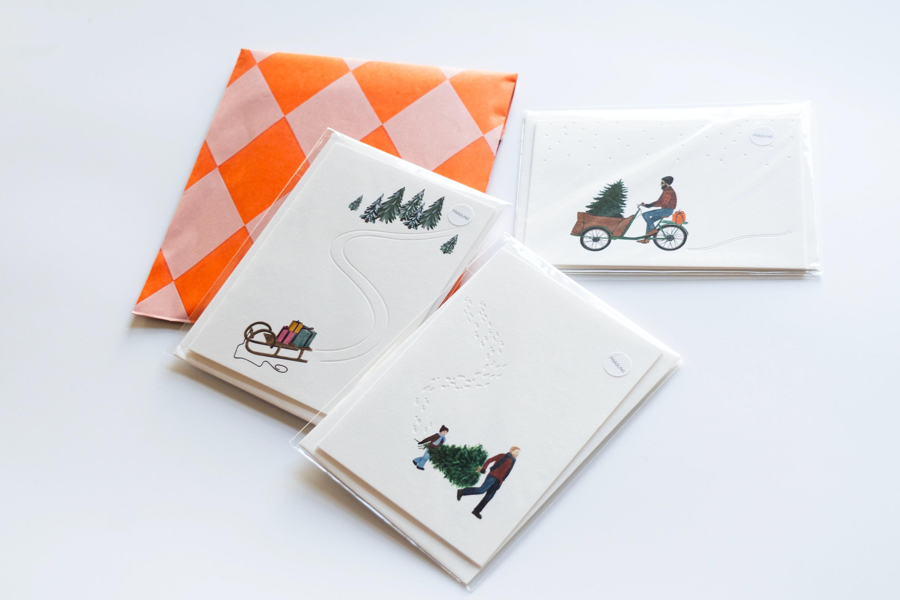 Christmas Cards: Set of Three - A6 Size - Minimal Embossed Design