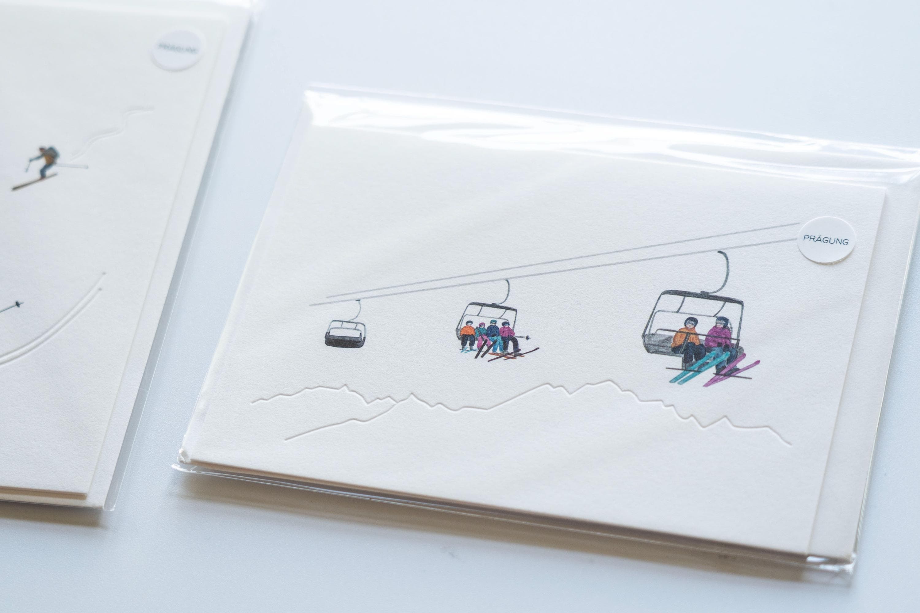 Ski Christmas Cards - Set of Three, A6 Size