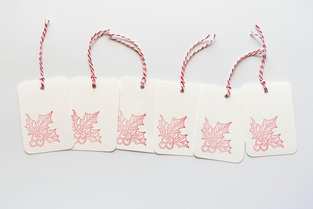 Hand Stamped Berry Gift Tags: Pack of Six, Christmas Gifting