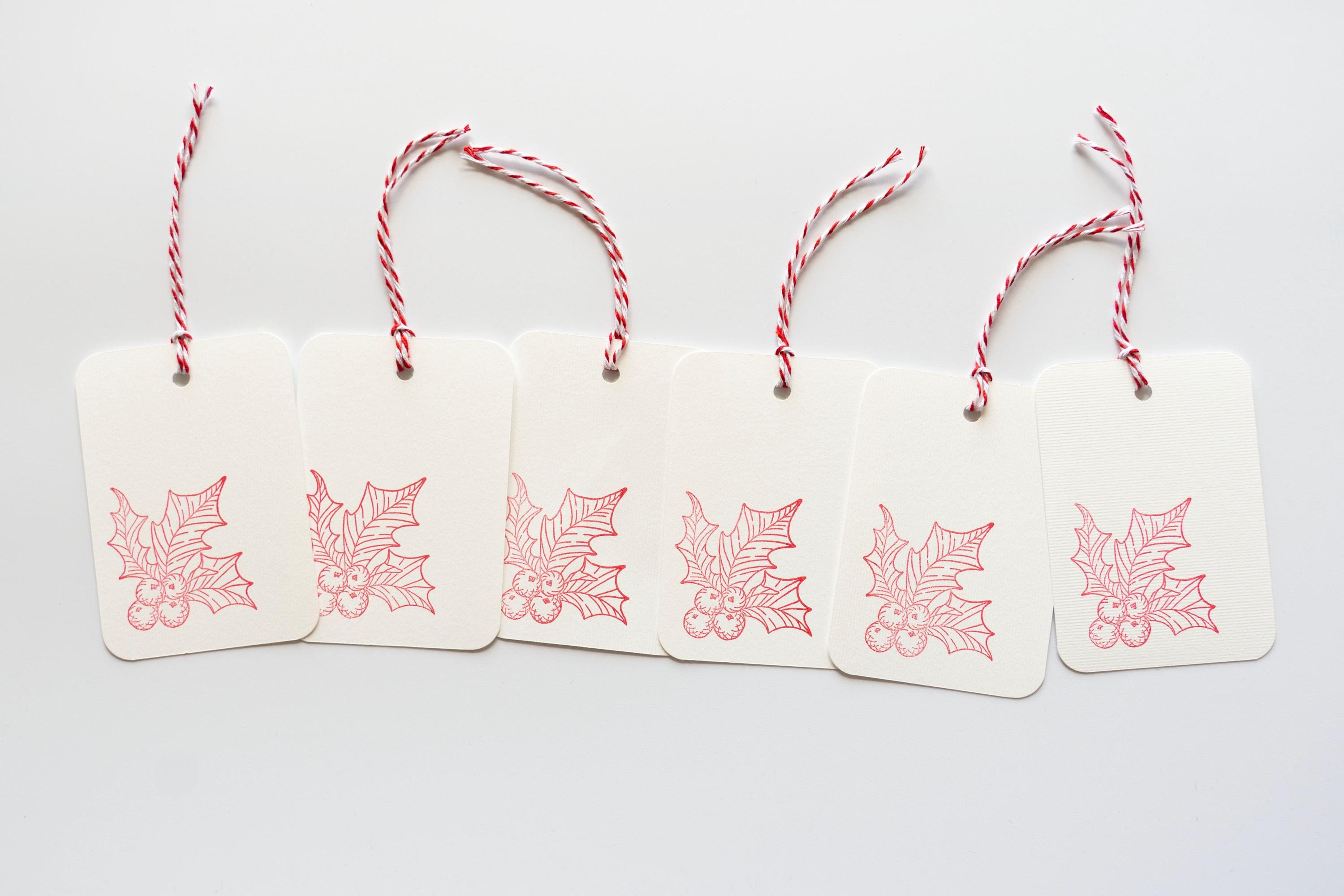Hand Stamped Berry Gift Tags: Pack of Six, Christmas Gifting