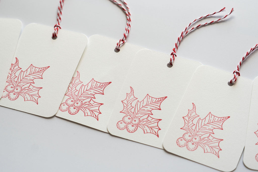 Hand Stamped Berry Gift Tags: Pack of Six, Christmas Gifting
