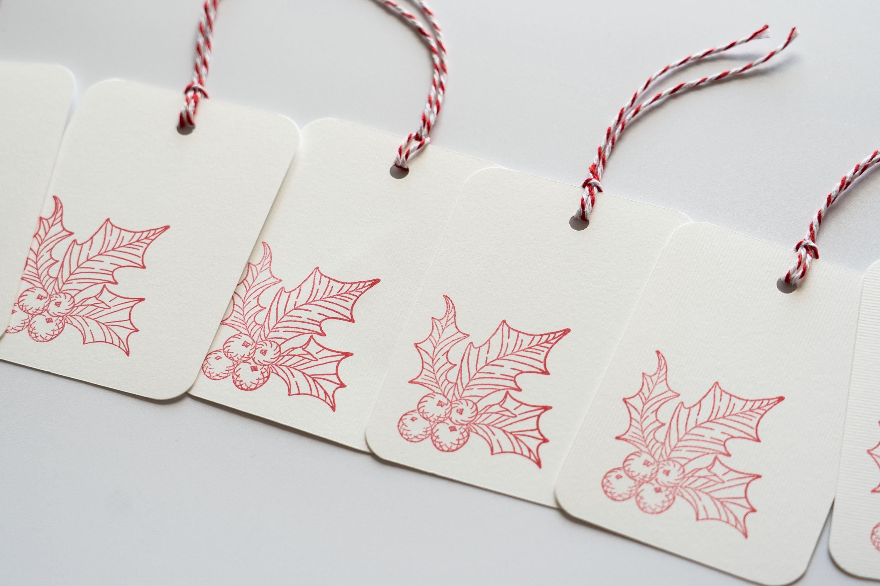 Hand Stamped Berry Gift Tags: Pack of Six, Christmas Gifting