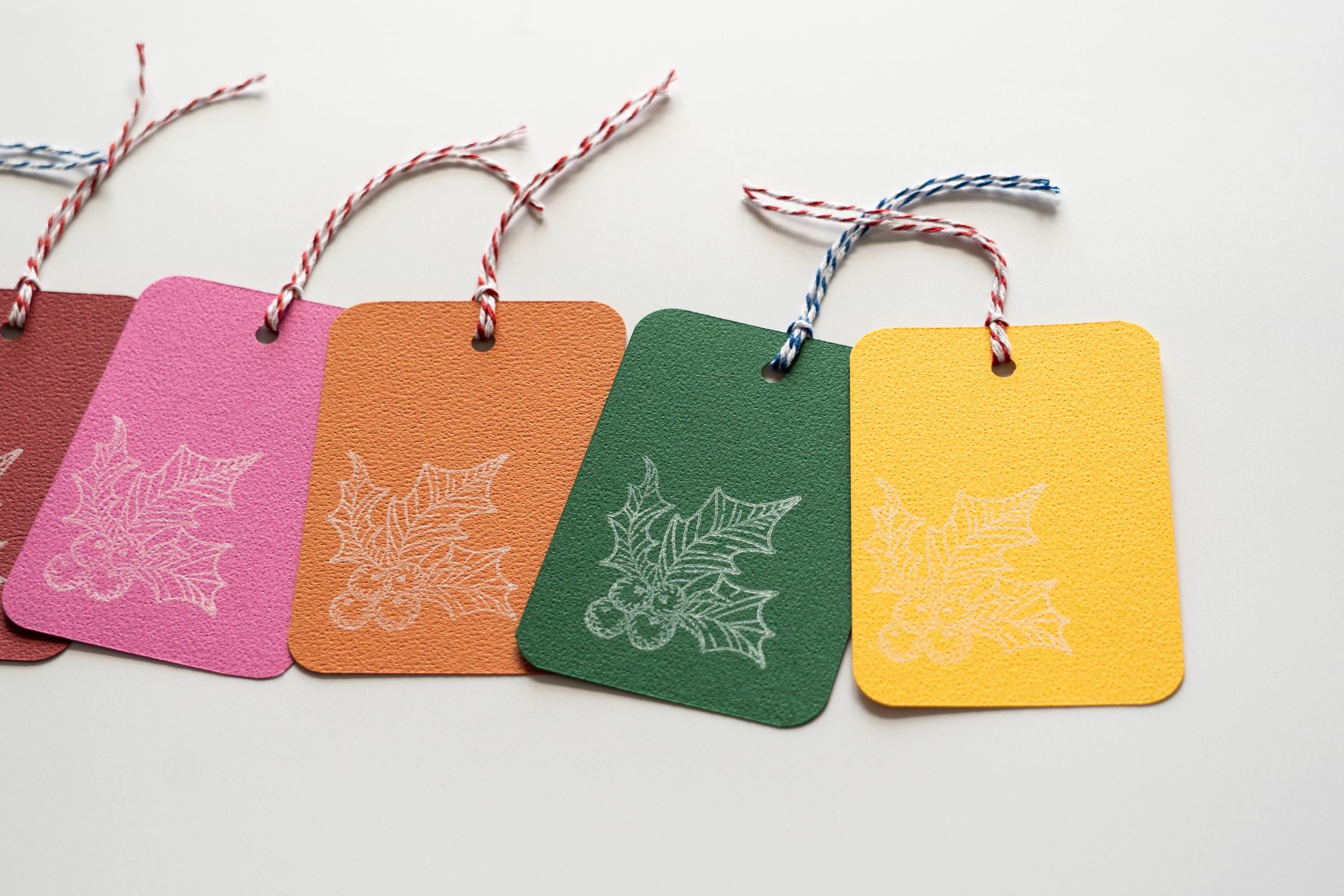 Colourful Christmas Gift Tags: Pack of Seven, Berry Pattern