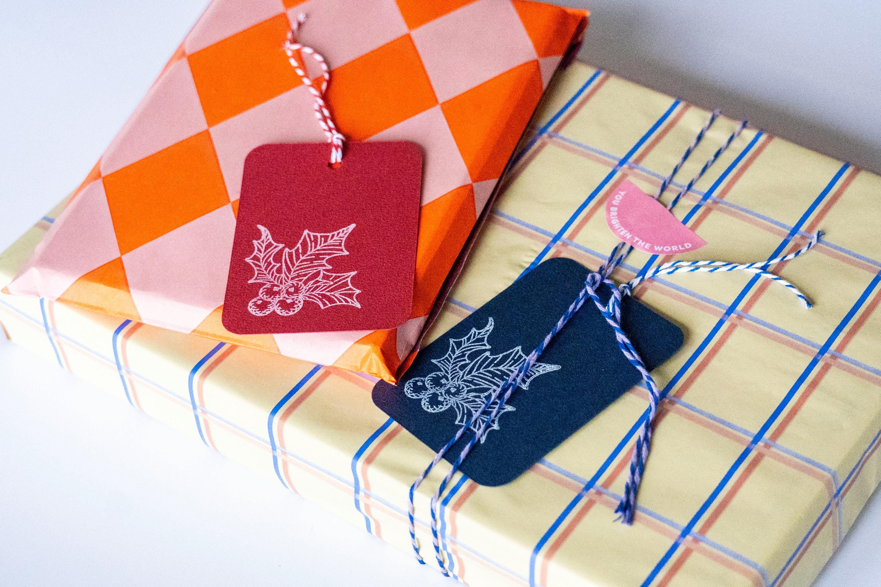 Colourful Christmas Gift Tags: Pack of Seven, Berry Pattern