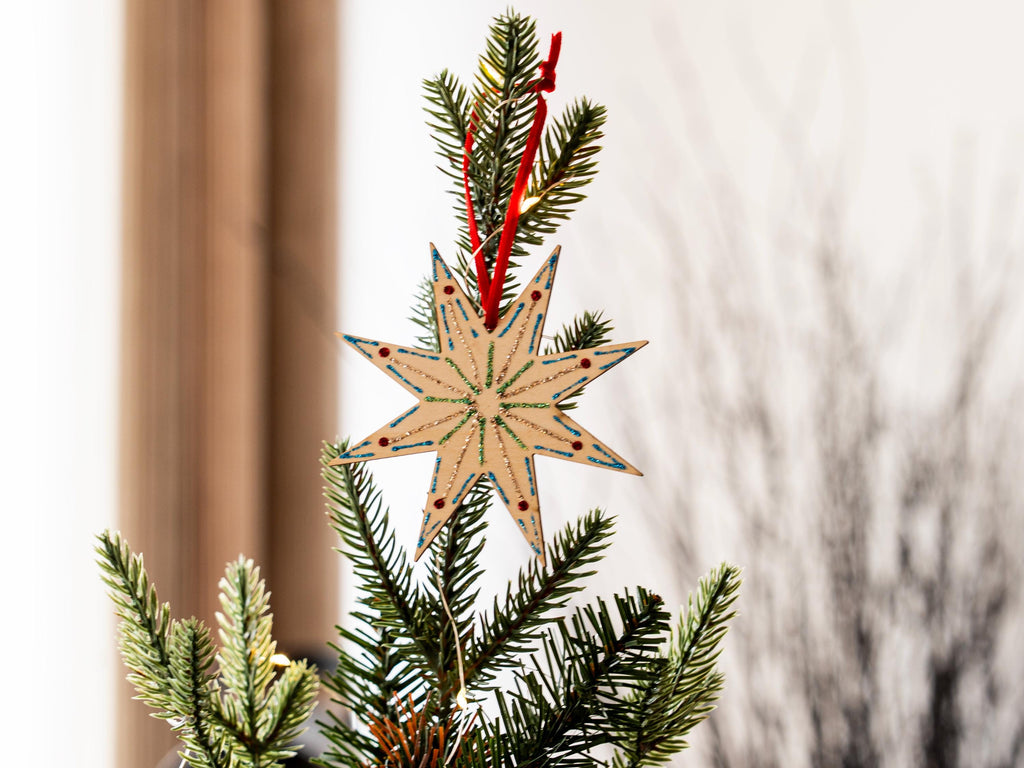 Nordic Stars Ornaments: Set of Three, Handcrafted, Minimal Christmas Decor