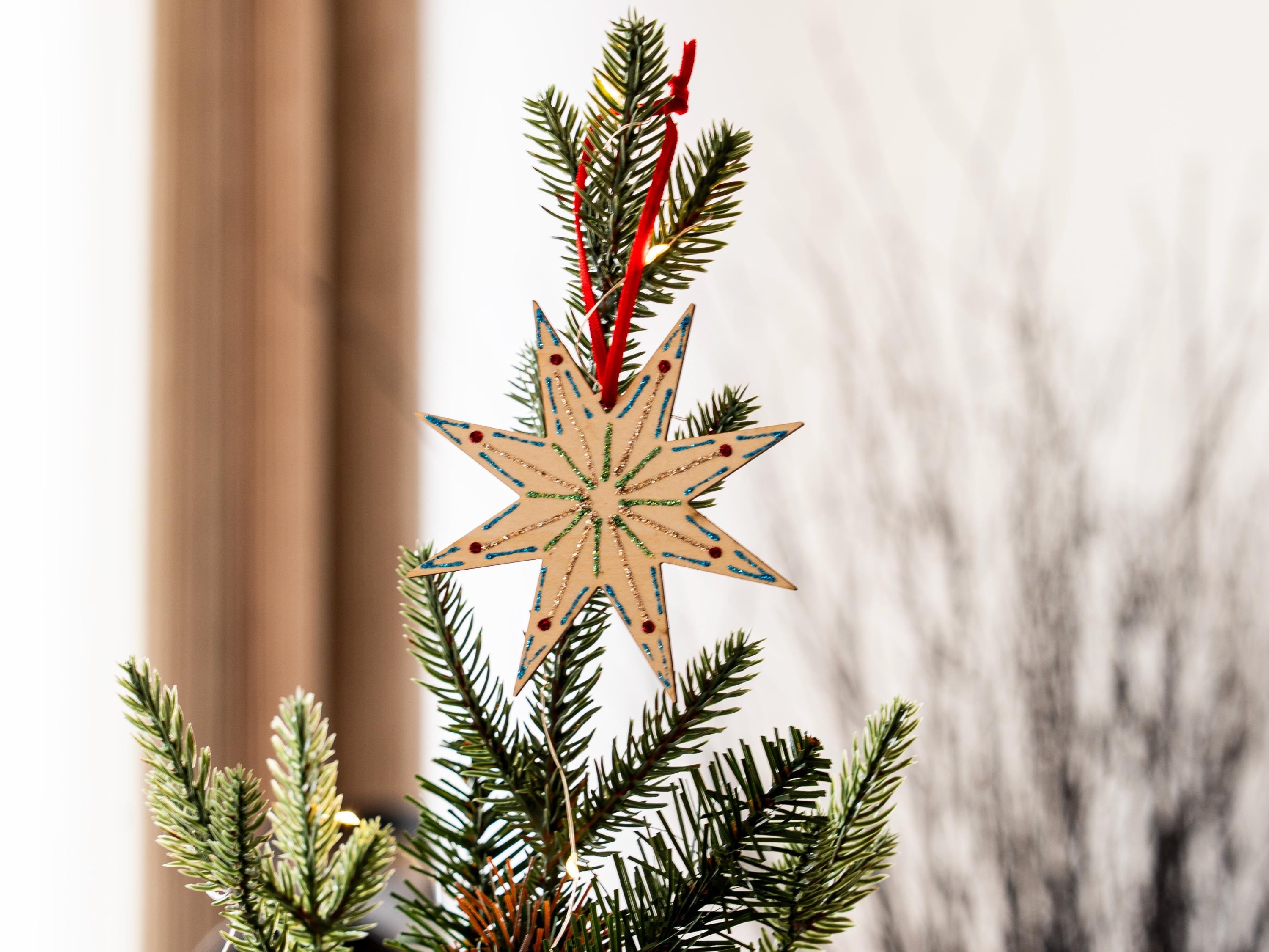 Nordic Stars Ornaments: Set of Three, Handcrafted, Minimal Christmas Decor