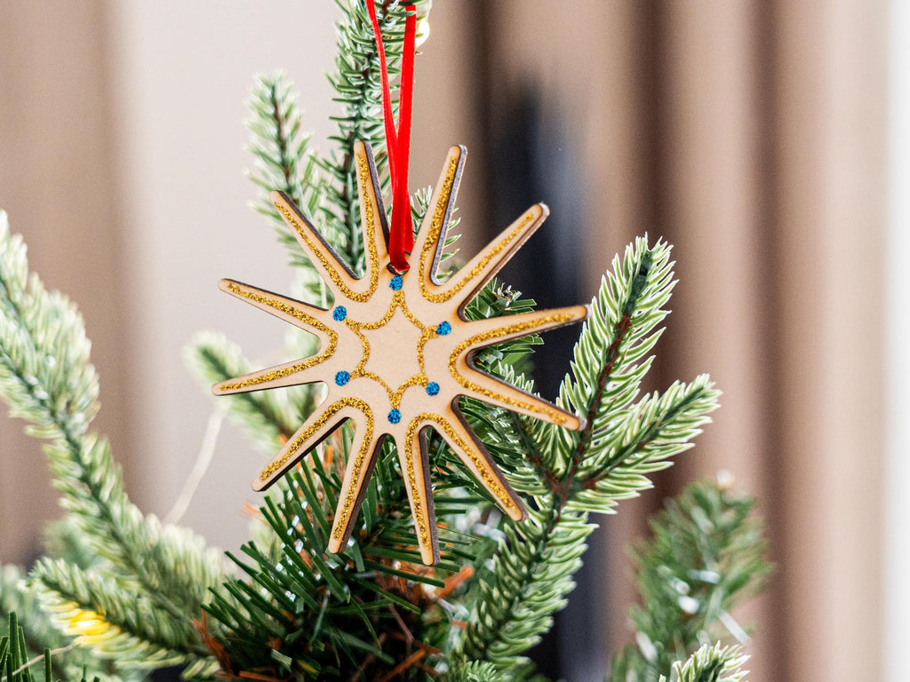 Nordic Stars Ornaments: Set of Three, Handcrafted, Minimal Christmas Decor