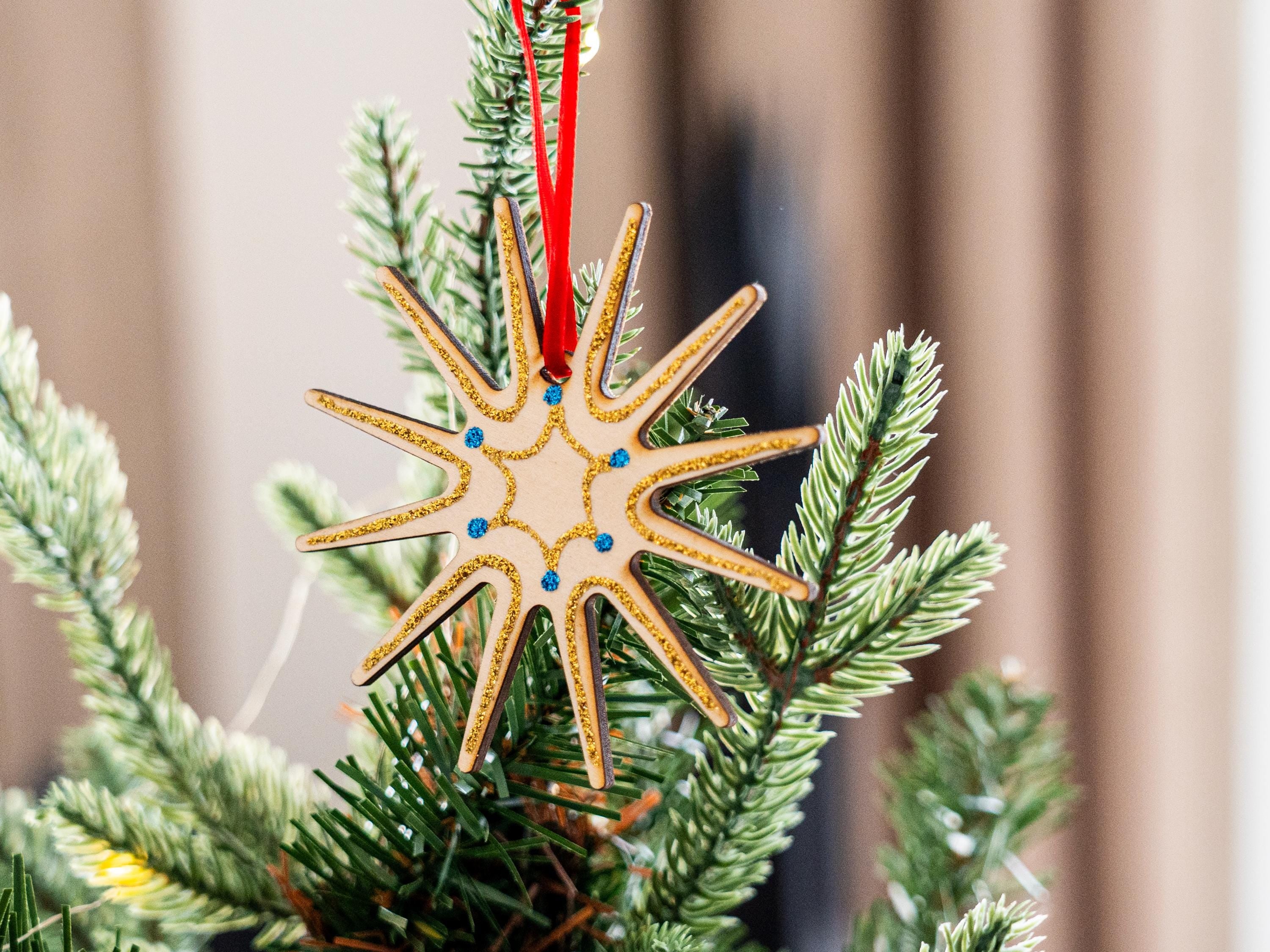 Nordic Stars Ornaments: Set of Three, Handcrafted, Minimal Christmas Decor