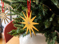 Large Gold Star Ornament, Hand decorated, Minimal Christmas Decor, 5.5in
