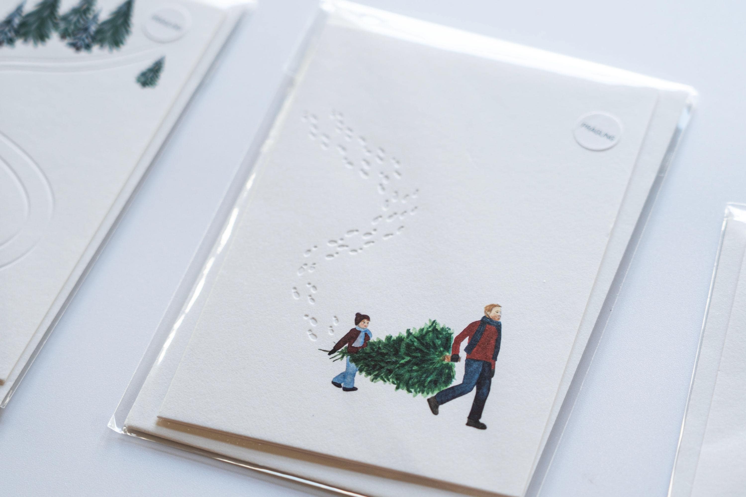 Christmas Cards: Set of Three - A6 Size - Minimal Embossed Design