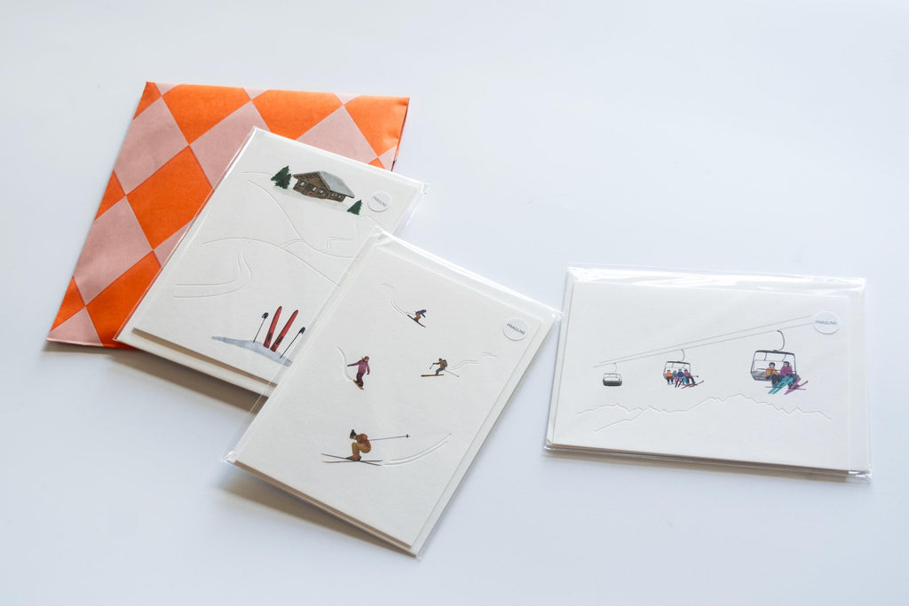 Ski Christmas Cards - Set of Three, A6 Size