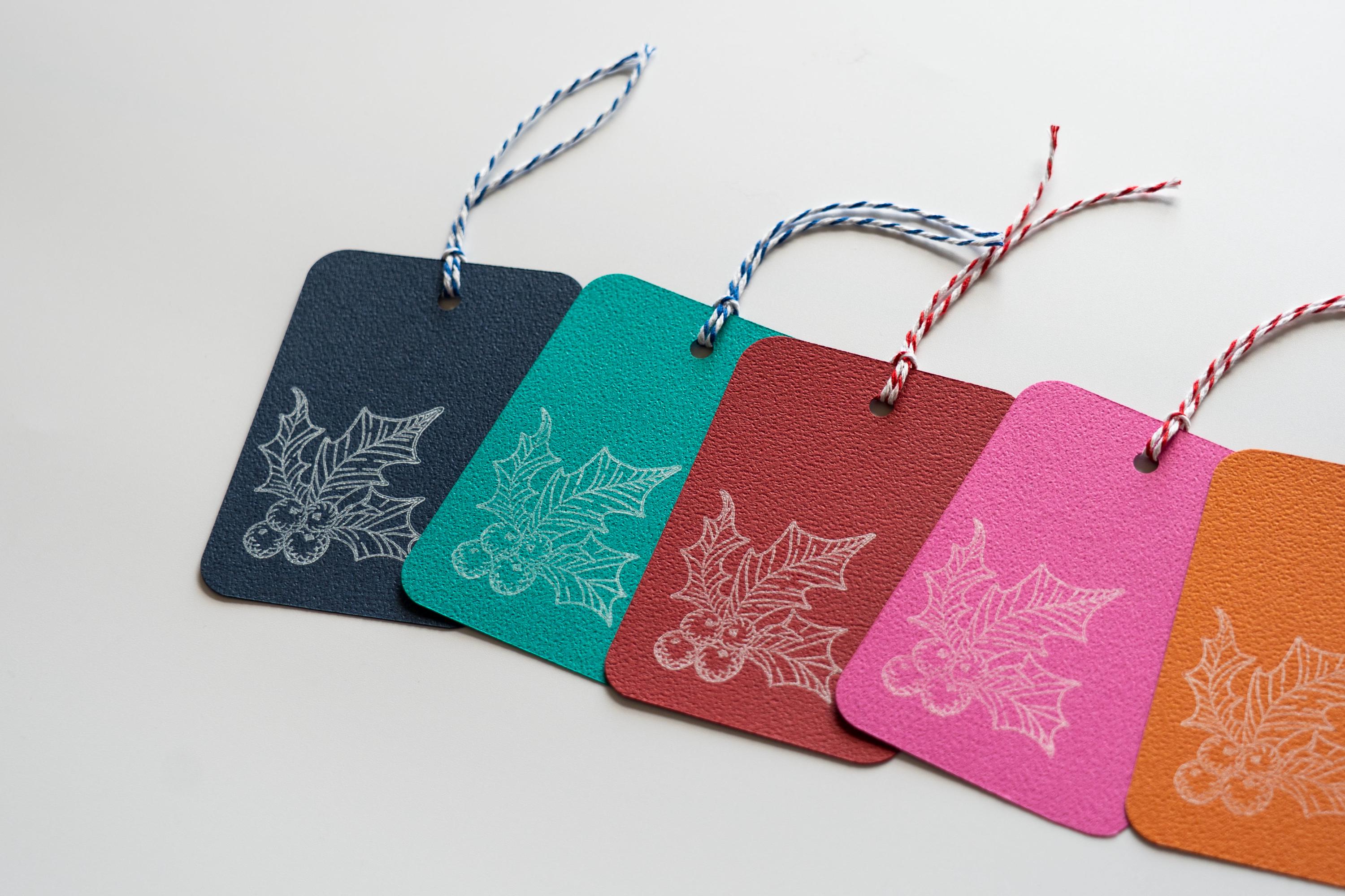 Colourful Christmas Gift Tags: Pack of Seven, Berry Pattern
