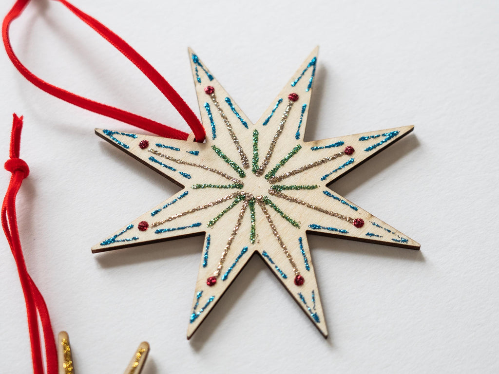 Nordic Stars Ornaments: Set of Three, Handcrafted, Minimal Christmas Decor