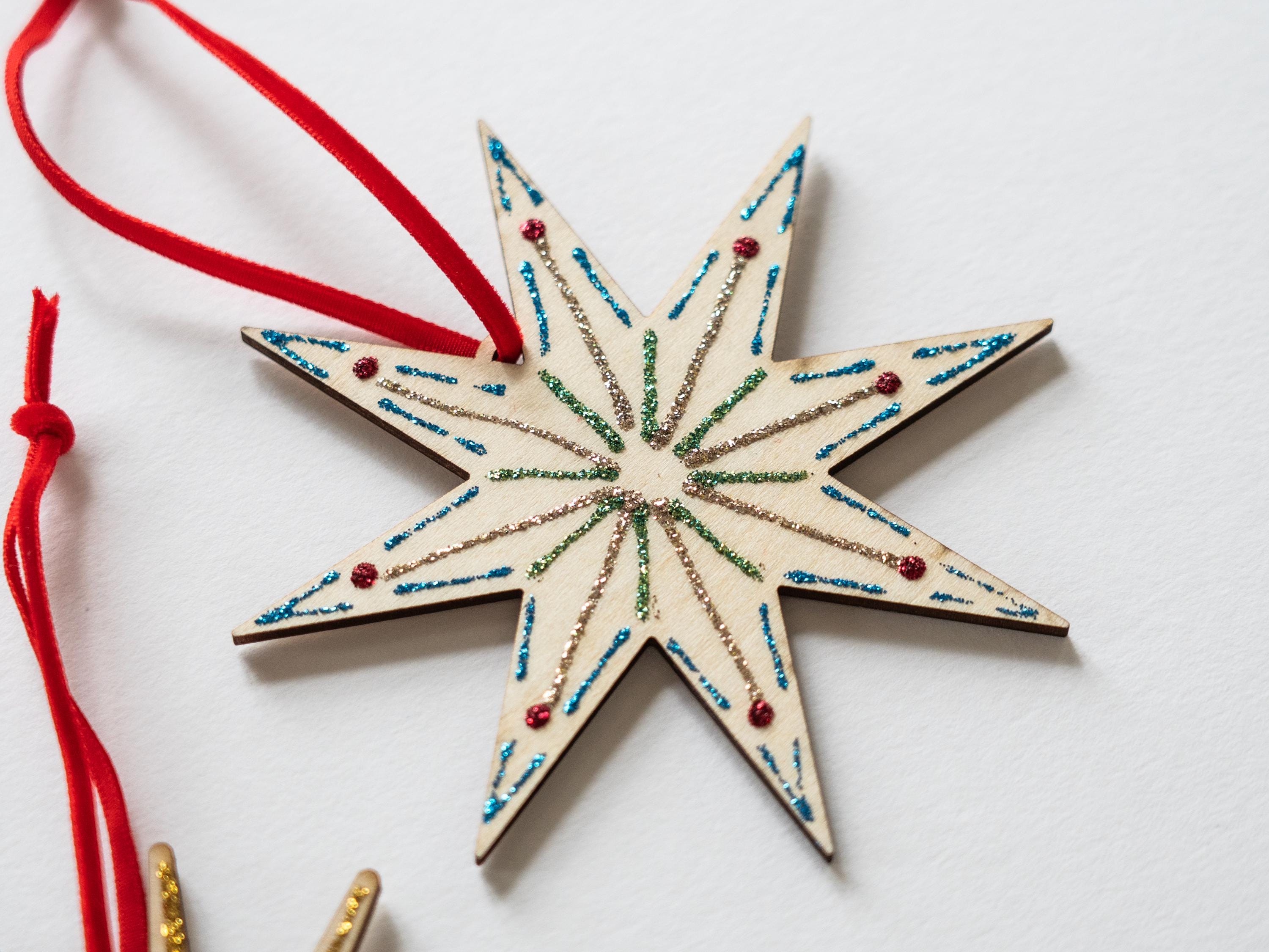 Nordic Stars Ornaments: Set of Three, Handcrafted, Minimal Christmas Decor