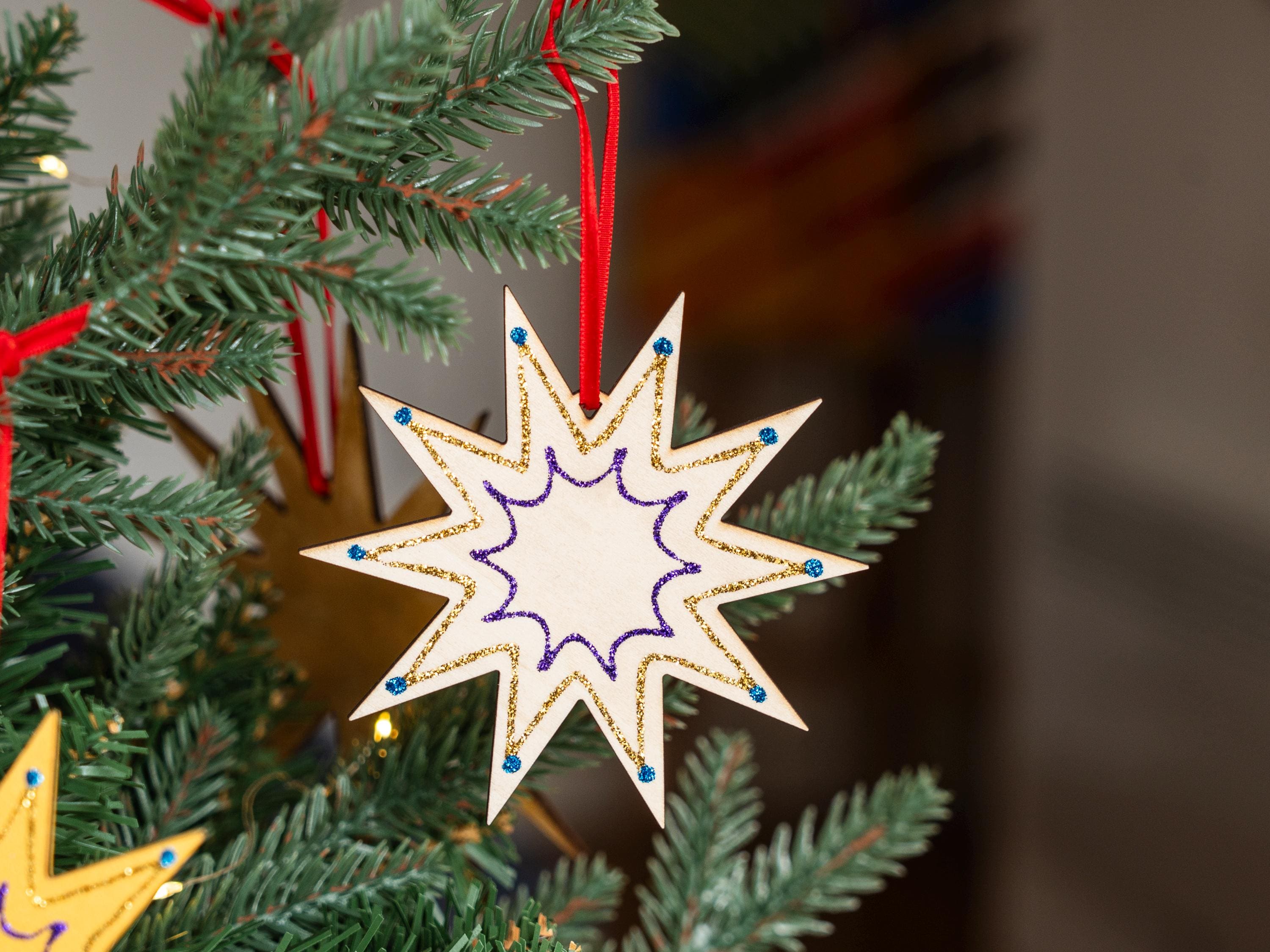 Nordic Stars Ornaments: Set of Three, Handcrafted, Minimal Christmas Decor